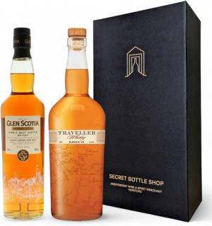 Secret Bottle Shop Whisky v Whiskey Discovery Duo Gift Boxed 2x70cl Glen Scotia Double Cask Traveller Whiskey Gifts for Him Her Birthdays Christmas Corporate Mothers Day Fathers Day