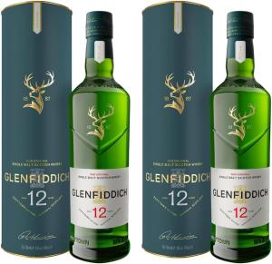 Glenfiddich 12 Year Old Single Malt Scotch Whisky 70cl Pack of 2