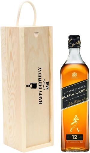 Personalised Happy Birthday Johnnie Walker Black Label Whisky Gift Set Birthday Gifts for Men Gifts for Her Mens Gift Set Alcohol Gift Set Gift Sets for Men