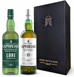 Laphroaig Discovery Islay Single Malt Scotch Whisky Gift Boxed Set 2x70cl 10 Year Old and Lore Gifts for Him Her Birthdays Christmas Corporate Mothers Day Fathers Day