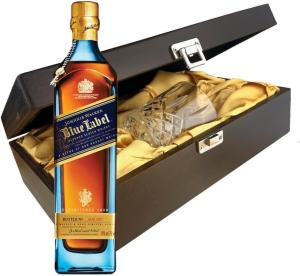Johnnie Walker Blue Label Whisky In Luxury Box With Crystal Glass Tumbler