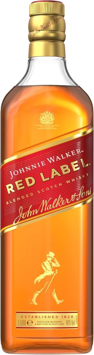 Johnnie Walker Red Label Blended Scotch Whisky 40 vol 1L Enjoy Neat or in Drinks Iconic Scottish Whisky Blended from up to 35 Whiskies Notes of Smoke Cinnamon Honey
