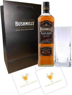 Bushmills Black Bush Irish Whiskey Gift Set 2x Celebration Spirits Beer Mats