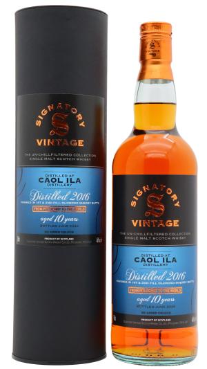 Caol Ila 10 year old Signatory Vintage UnChillfiltered Collection Single Malt Scotch 2016 Whisky 70cl 46 ABV