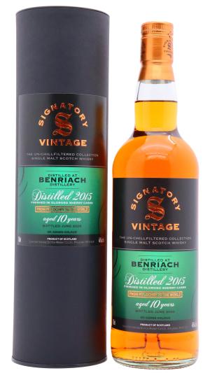 Benriach 10 year old Signatory Vintage UnChillfiltered Collection Single Malt Scotch 2015 Whisky 70cl 46 ABV