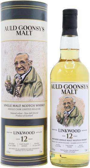 Linkwood Auld Goonsys Single Cask Single Malt 12 year old Whisky 70cl 52 ABV