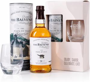 BALVENIE 14 Year Old The Week of Peat Single Malt Scotch Whisky Gift Set Whisky Gift Pack with Branded Glass Presentation Tube Peated Speyside Single Malt Whisky 70cl 483 ABV
