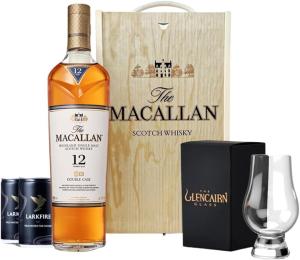 Personalised Macallan 12 Year Double Cask Scotch Whisky Gift Set with Glencairn Glass Larkfire Whisky Water