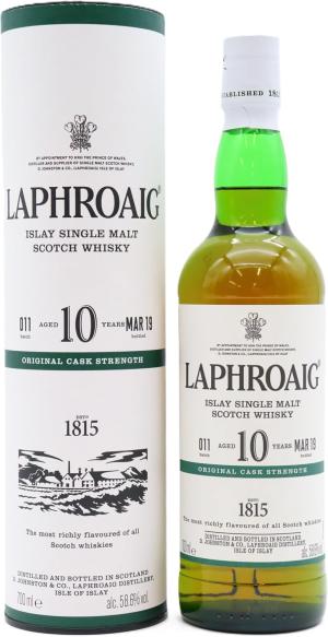Laphroaig 10 year old Cask Strength Batch 011 Islay Single Malt Scotch Whisky 70cl 586 ABV