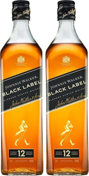 Johnnie Walker Black Label Blended Scotch Whisky 40 vol 70cl Layers of Smooth Flavour Toffee Fruit Vanilla Smoke Classic Scottish Whisky to Sip Neat or in Drinks Pack of 2
