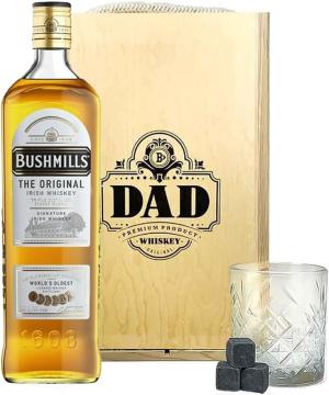 Bushmills Irish Whiskey Dad Gift Set in Wooden Box Fathers Day Gifts for Him Birthday Gift Mens Gifts