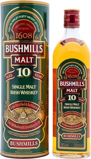 Bushmills 10 year old Single Malt Irish Whiskey 70cl 40 ABV Old Bottling