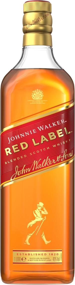 Johnnie Walker Red Label Blended Scotch Whisky 40 vol 1L Enjoy Neat or in Drinks Iconic Scottish Whisky Blended from up to 35 Whiskies Notes of Smoke Cinnamon Honey