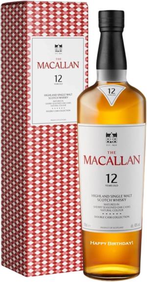 Macallan 12 Year Old Double Cask Whisky Happy Birthday Engraved 70cl