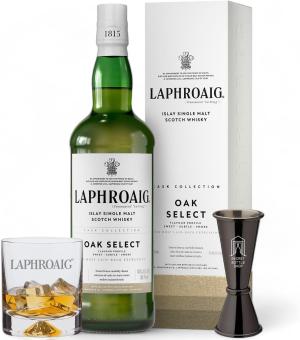Laphroaig Oak Select Whisky Glass Bobble Hat Jigger Gift Set 70cl
