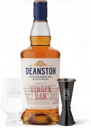 Deanston Virgin Oak Highland Single Malt Scotch Whisky 70cl With Deanston Glass Secret Bottle Shop Jigger Whisky Gift Set For Christmas