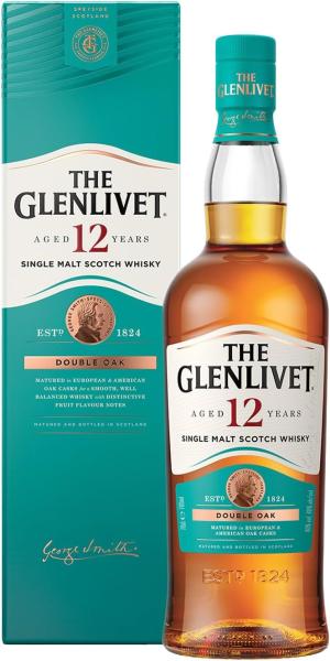 The Glenlivet 12 Year Old Single Malt Scotch Whisky Double Oak 70cl with Gift Box Malt Whisky
