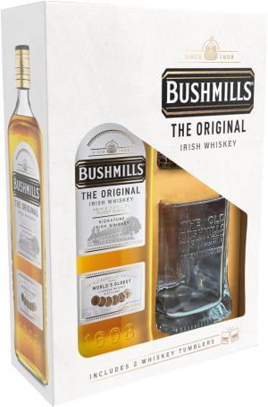 Bushmills Original Irish Whiskey Gift Set with 2 Branded Whiskey Tumblers