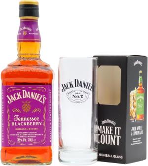 Jack Daniels Tennessee Blackberry Whiskey Liqueur Includes Branded Glass