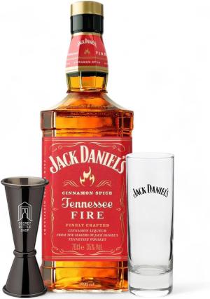 Jack Daniels Fire Whiskey Glass Jigger Gift Set 70cl