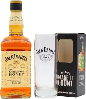 Jack Daniels Tennessee Honey Whisky Liqueur 70cl 35 ABV Includes Branded Glass