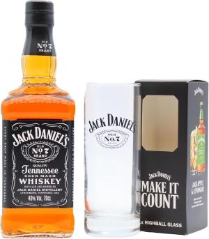 Jack Daniels Old No 7 Tennessee Whiskey 70cl 40 ABV Includes Branded Glass