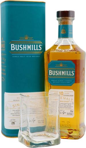 Bushmills Glass Irish Single Malt 10 year old Whiskey 70cl 40 ABV