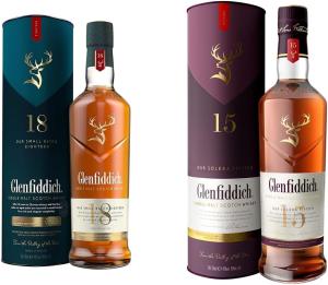 Glenfiddich 18 Year Old Single Malt Scotch Whisky with Gift Box 70cl 15 Year Old Single Malt Scotch Whisky 70cl