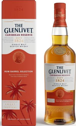 The Glenlivet Caribbean Reserve Single Malt Whisky Rum Barrel Selection 70 cl with Gift Box Single Malt Whisky Rum Barrel Selection Tropical Fruit and Banana Aroma ExCaribbean Rum Barrel Finish