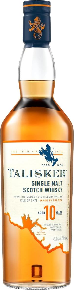 Talisker 10 Year Old Single Malt Scotch Whisky 458 vol 70cl Rich Deep Character Smoky Aroma Ruggedly Maritime