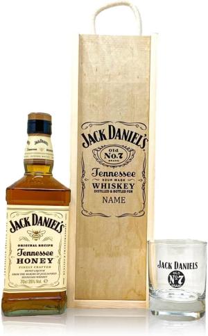 Jack Daniels Personalised Honey Tennessee Whiskey 70cl with JD Glass Gift Set Birthday Gifts for Him for Her Fathers Day Mothers Day Mens Valentines Gifts