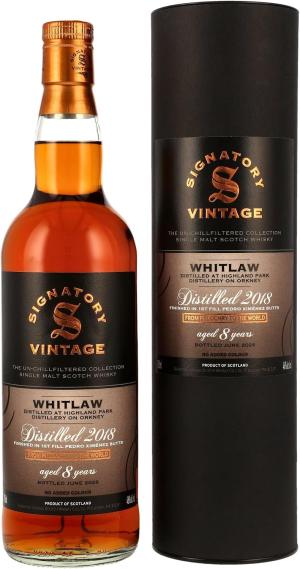Highland Park Whitlaw 8 Year Old Single Malt Whisky by Signatory Vintage 70cl With Gift Box 2018 Vintage 46 1st Fill Pedro Ximnez Cask Finish UnChillfiltered Natural Colour