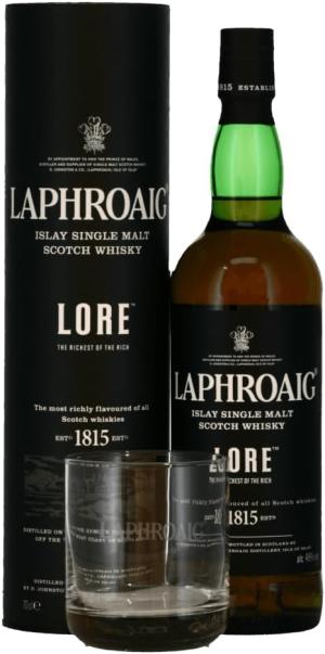 Laphroaig Lore Single Malt Whisky 70cl Branded Glass
