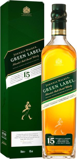 Johnnie Walker Green Label 43 vol 70cl Blended Malt Scotch Whisky Matured at Least 15 Years Enjoy Neat or in Drinks Great for Gifting with Gift Box