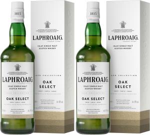 Laphroaig Oak Select Scotch Islay Single Malt Peated Whisky Smoky Salty Sweet 40 ABV 70cl Packaging may vary Pack of 2