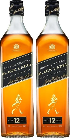 Johnnie Walker Black Label Blended Scotch Whisky 40 vol 70cl Layers of Smooth Flavour Toffee Fruit Vanilla Smoke Classic Scottish Whisky to Sip Neat or in Drinks Pack of 2
