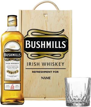 Bushmills Irish Whiskey Gift Set 70cl Personalised Wooden Presentation Box Custom Whiskey Gift for Him or Her Premium Irish Whiskey Collection