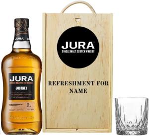 BEER HUNTER Personalised Jura Single Malt Scotch Whisky Gift Set 70cl Bottle 40 ABV with Whisky Glass in Wooden Presentation Box Premium Gift for Birthdays Anniversaries Celebrations