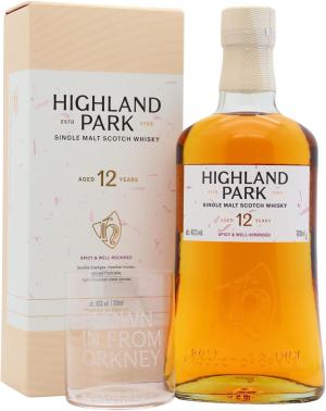 Highland Park 12 year old Single Malt Scotch Whisky 70cl 40 ABV Includes Branded Glass
