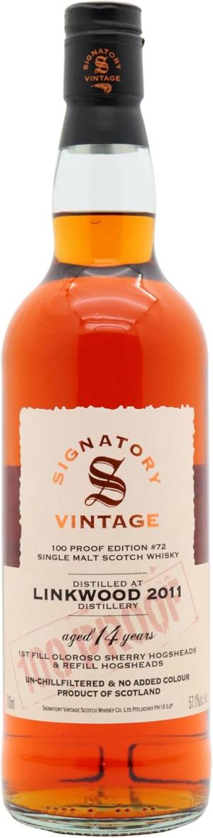 Linkwood 14 year old Signatory Vintage 100 Proof Batch 72 Single Malt Scotch 2011 Whisky 70cl 571 ABV