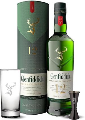 GLENFIDDICH 12YearOld Single Malt Scotch Whisky Glass Gift Set Fresh Pear Subtle Oak Matured in Oloroso Sherry Bourbon Casks Product Of Scotland 40 ABV 70 cl