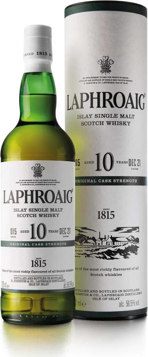 Laphroaig 10 Years Old Cask Strength Batch 16 Scotch Islay Single Malt Peated Whisky Smoky Salty and Sweet Cask Strength 585 ABV 70cl