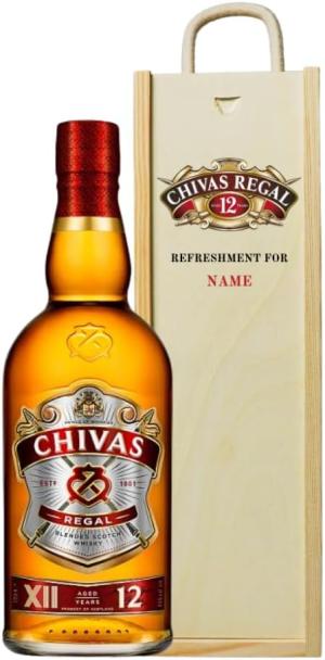 Chivas Regal 12 Year Scotch Whisky Gift Set Personalised Wooden Box 40 ABV 70cl