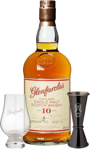 Glenfarclas 10 Year Old Whisky Gift Set 70cl Includes Glass Jigger