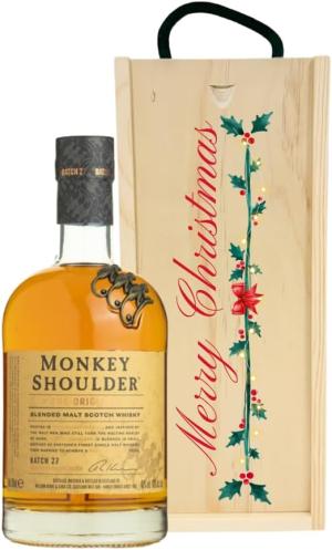 Monkey Shoulder The Original Blended Malt Scotch Whisky 70cl Merry Christmas Gift Box 40 ABV Premium Christmas Whisky Gift For Him or Her