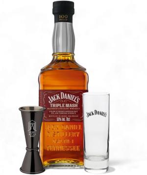 Jack Daniels Triple Mash Whiskey Glass Jigger Gift Set 70cl