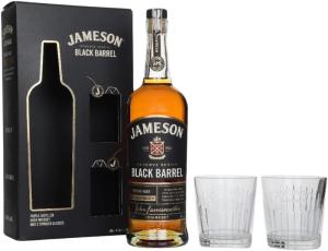 Jameson Black Barrel Irish Whiskey Gift Set with 2 Tumbler Glasses 75cl