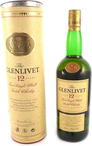 1980s 1990s The Glenlivet 12 year old Malt Whisky Original Tube Packaging 1 x 1000ml