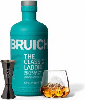 Bruichladdich The Classic Laddie Whisky Glass Jigger Gift Set 70cl Gifts for Him Her Birthdays Christmas Corporate Mothers Day Fathers Day