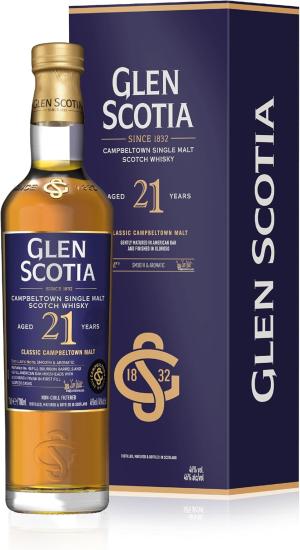 Glen Scotia 21 Year Old Single Malt Whisky 70cl 46 ABV AwardWinning Campbeltown Whisky Smooth Aromatic Matured in Refill Bourbon American Oak Casks Finished in Oloroso Sherry Casks